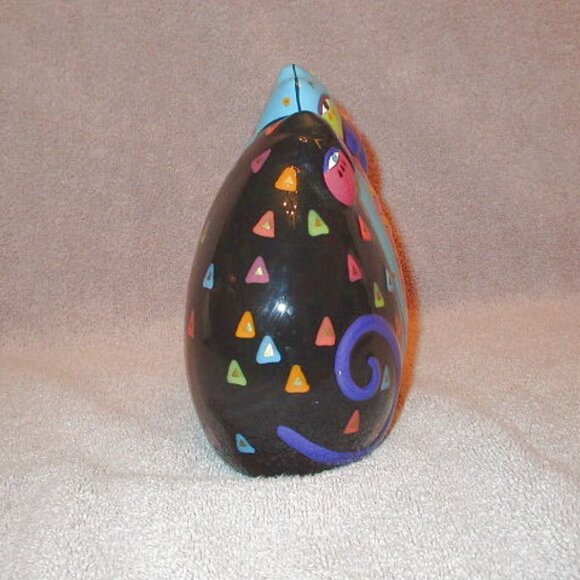 Vtg Laurel Burch Rainbow Cats Sculpture Feline Kitty Trio Hand Painted Signed - Picture 7 of 12